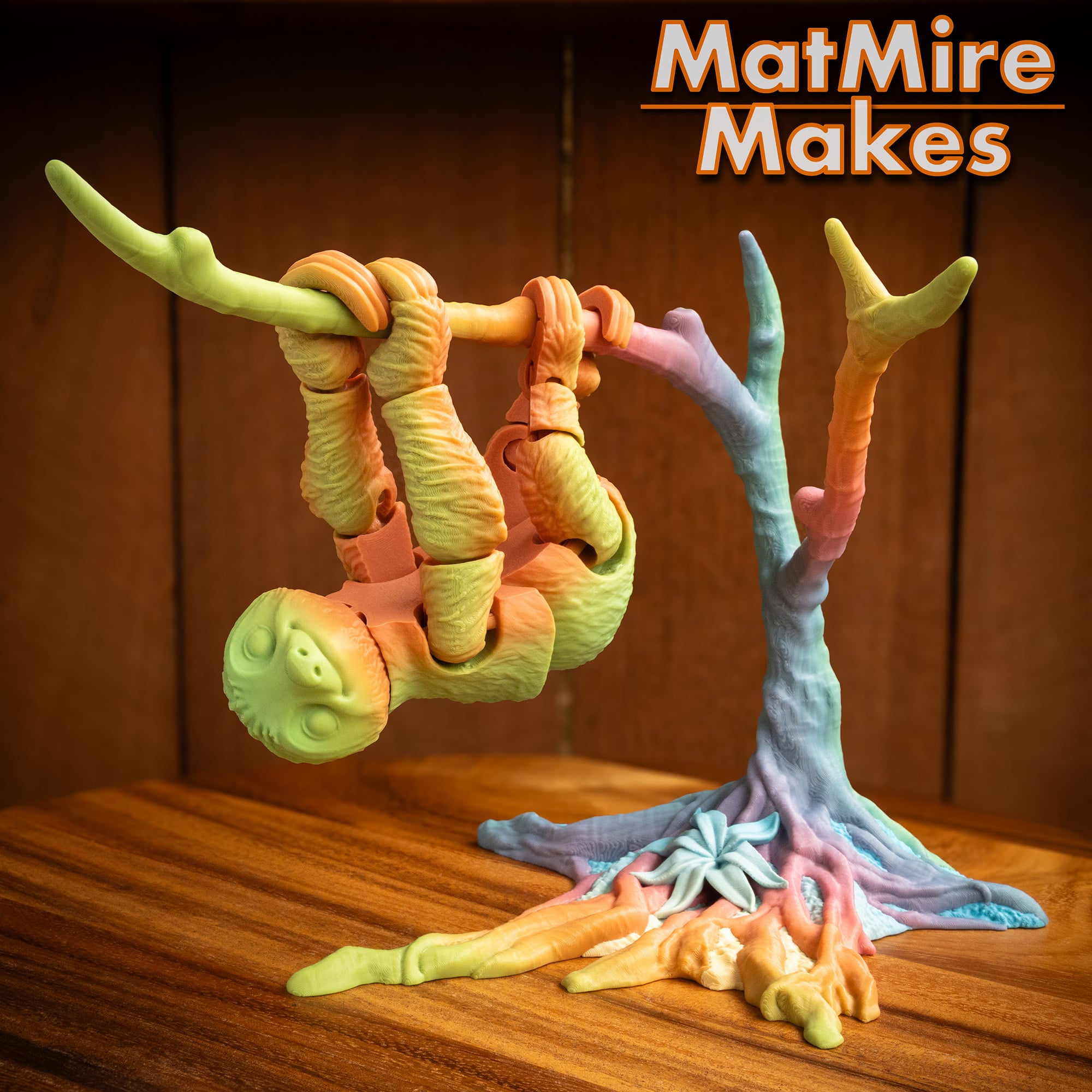 Sloth plus Tree display - Articulated Figure 3d model