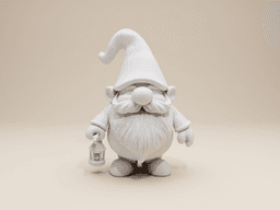 Chubby Garden Gnome Figurine with Lantern – Whimsical & Minimalist Style 3d model