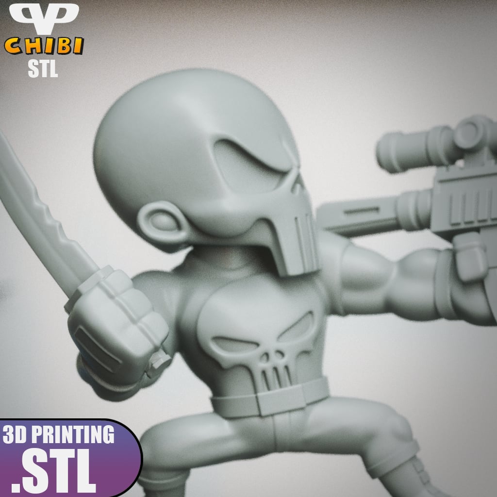 Punisher vs DareDevil Chibi STL for 3D Printing ChibiSTL 3DXM 3d model