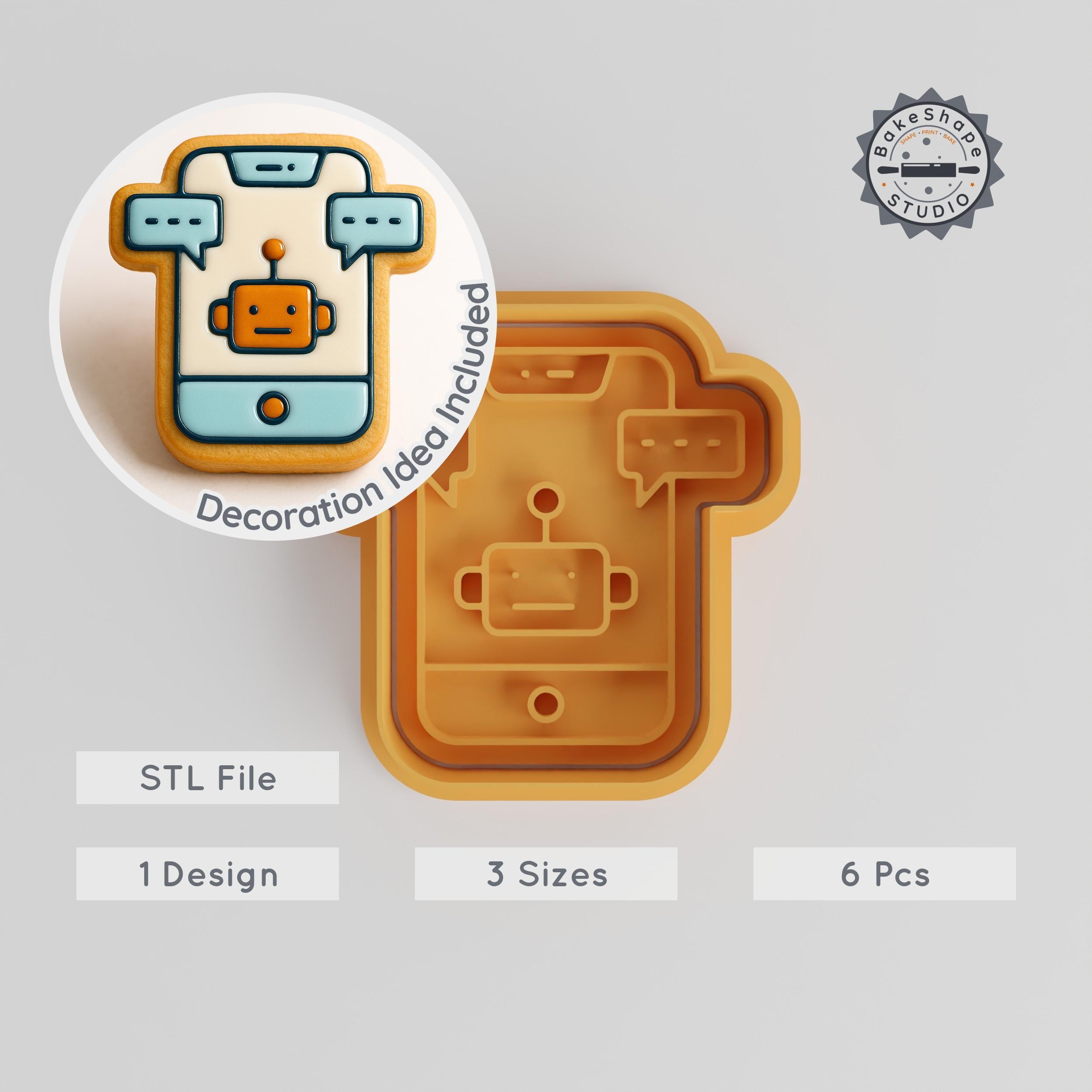 Conversation Interface Shape Cutter & Stamp Set, Perfect for Cookies & Fondant, 6 Piece Collection in S/M/L Sizes PRODUCT_2868 3d model