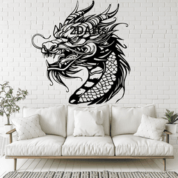 Dragon Head Tattoo Style 2D Wall Art/Window Art - Digital STL & SVG Files for 3D Printing and Laser 3d model