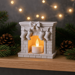 Fireplace Candle Holder | Christmas Stocking Decor | Holiday Mantel Miniature | LED Tealight 3d model