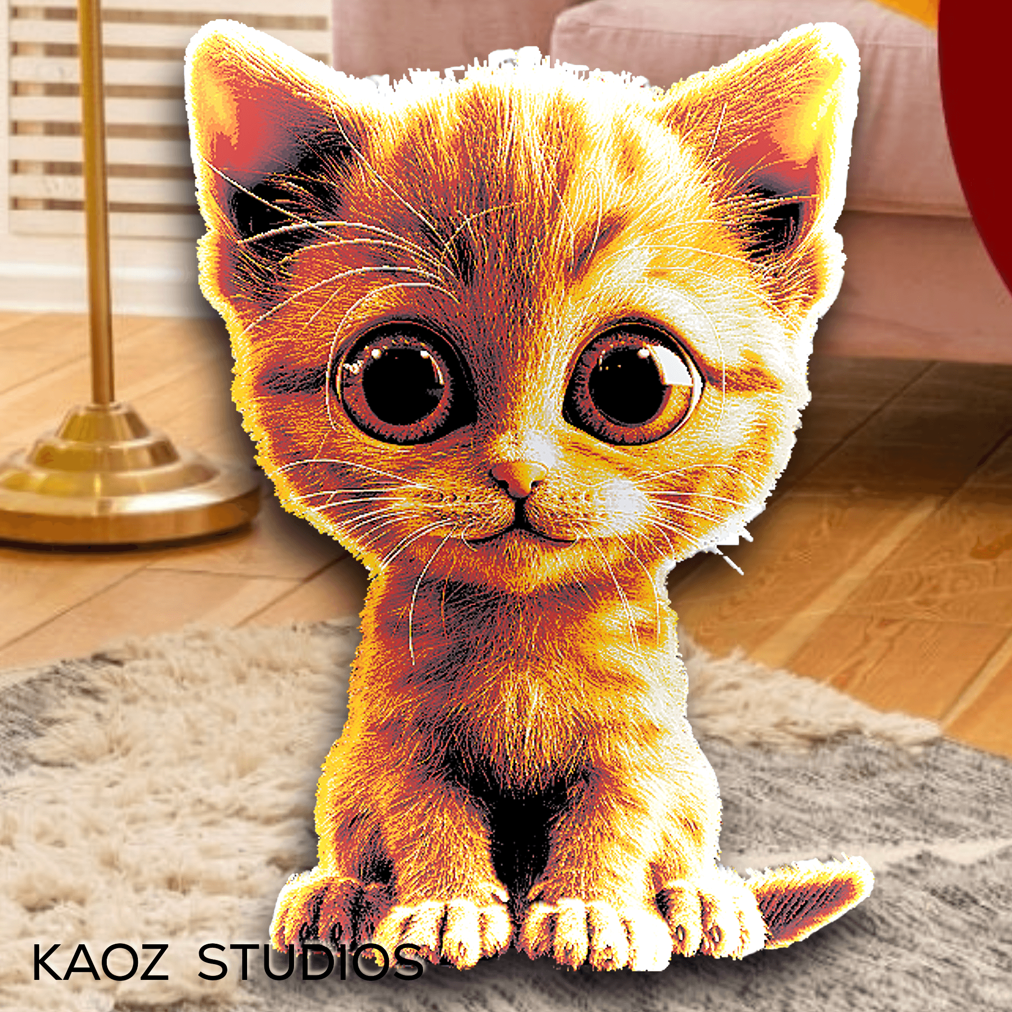 Kitten wall art kitty wall decor 3d optical illusion kitten figurine wall decoration 3d model