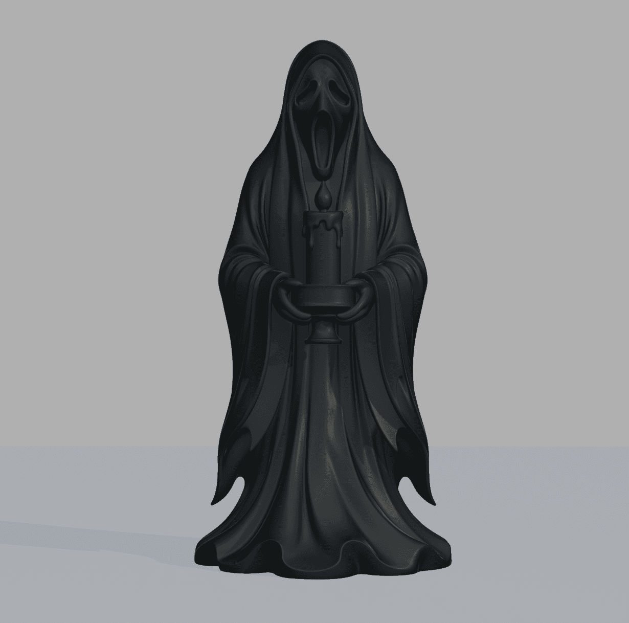 Ghost Holding Candle Figurine - Spooky Halloween Decor Statue - Creepy Hooded Ghost 3d model