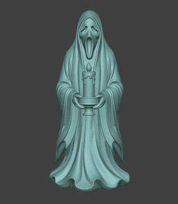 Ghost Holding Candle Figurine - Spooky Halloween Decor Statue - Creepy Hooded Ghost 3d model