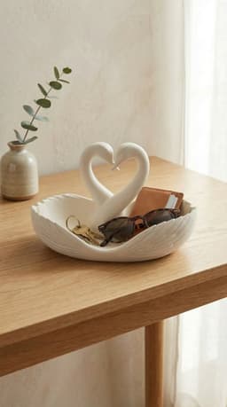 Swan Heart Catchall Bowl - Elegant Minimalist Home Decor 3d model