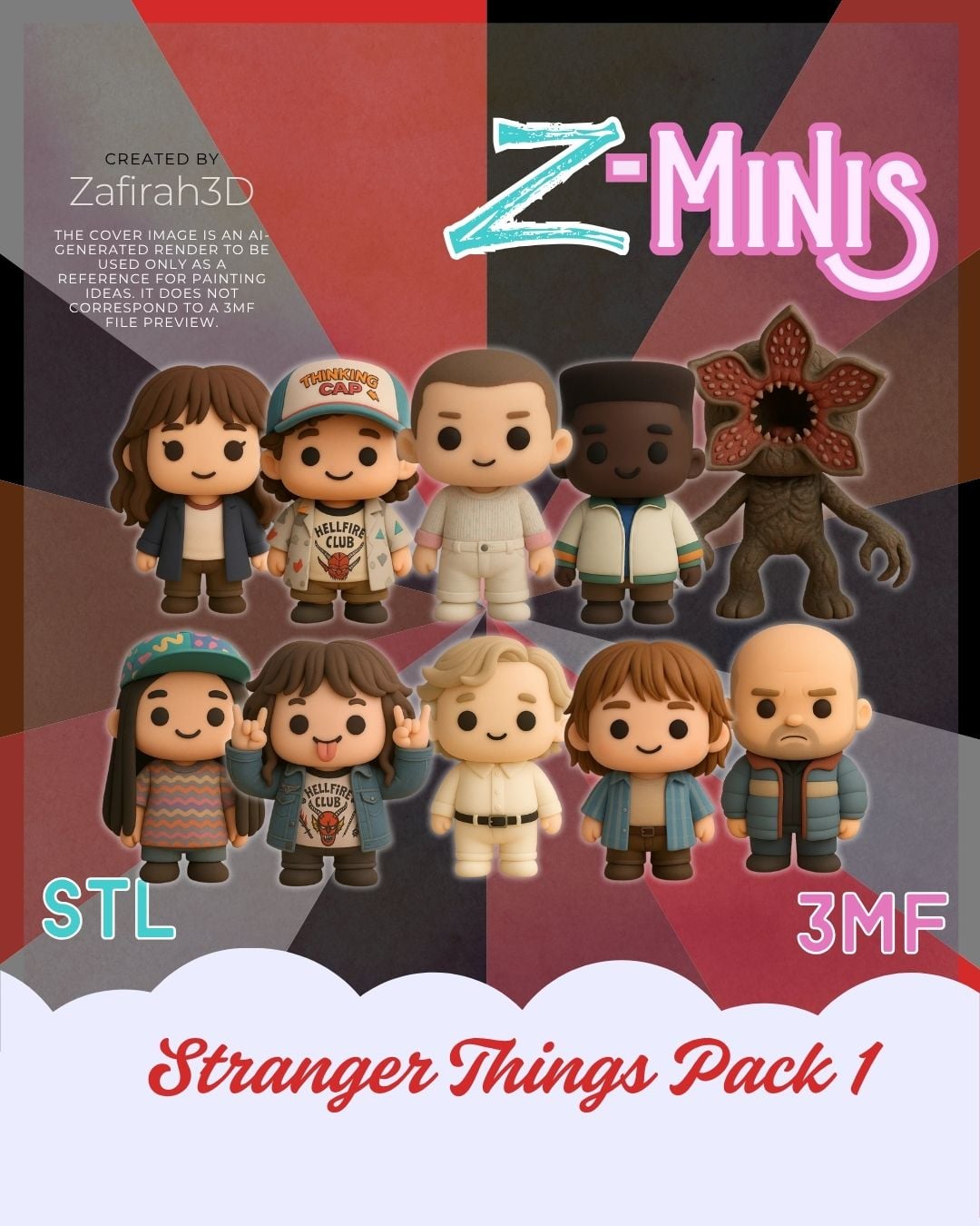 STRANGER THINGS PACK 1 Z-MINIS 3d model