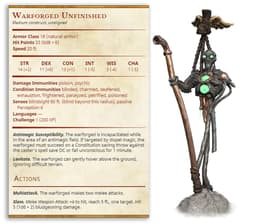 Warforged Incomplete - Foundlings - PRESUPPORTED - Illustrated and Stats - 32mm scale 3d model