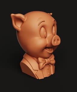 Classic Porky Pig Bust - Looney Tunes 3D Printable Statue | Fan Art 3d model