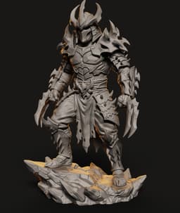 Obsidian Berserker STL | Fantasy Figure | Dark Armor Detail 3d model