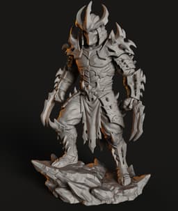 Obsidian Berserker STL | Fantasy Figure | Dark Armor Detail 3d model