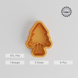 Pine Tree Cookie Cutter & Stamp Set, Nature Woodland Tree Shapes, 6-Piece, S/M/L Sizes for Cookies & Fondant PRODUCT_4923 3d model
