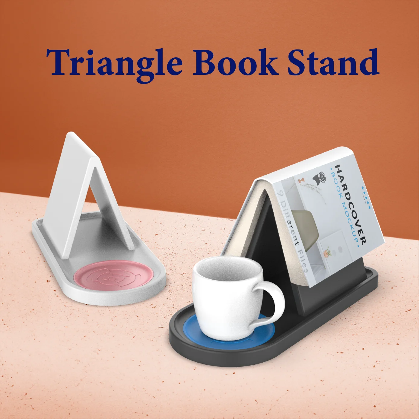 Triangle Book Holder, Tablet; Kindle; Cup Holder, Table or Nightstand Book Stand, Book Lovers Gifts 3d model