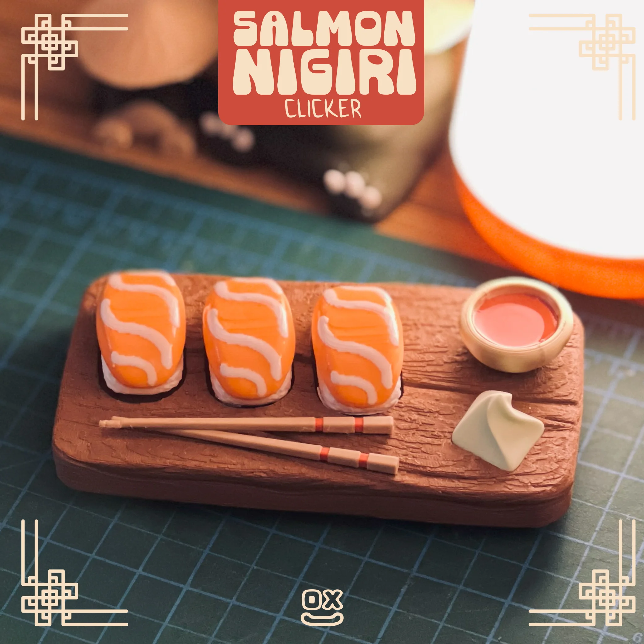 Salmon Nigiri Sushi Clicker - Desk Decoration Fidget 3d model