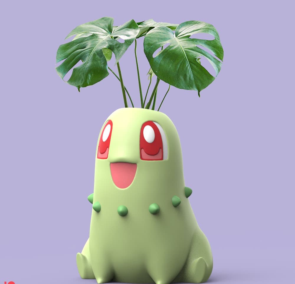Chikorita Planter (Easy Print No Supports) 3d model