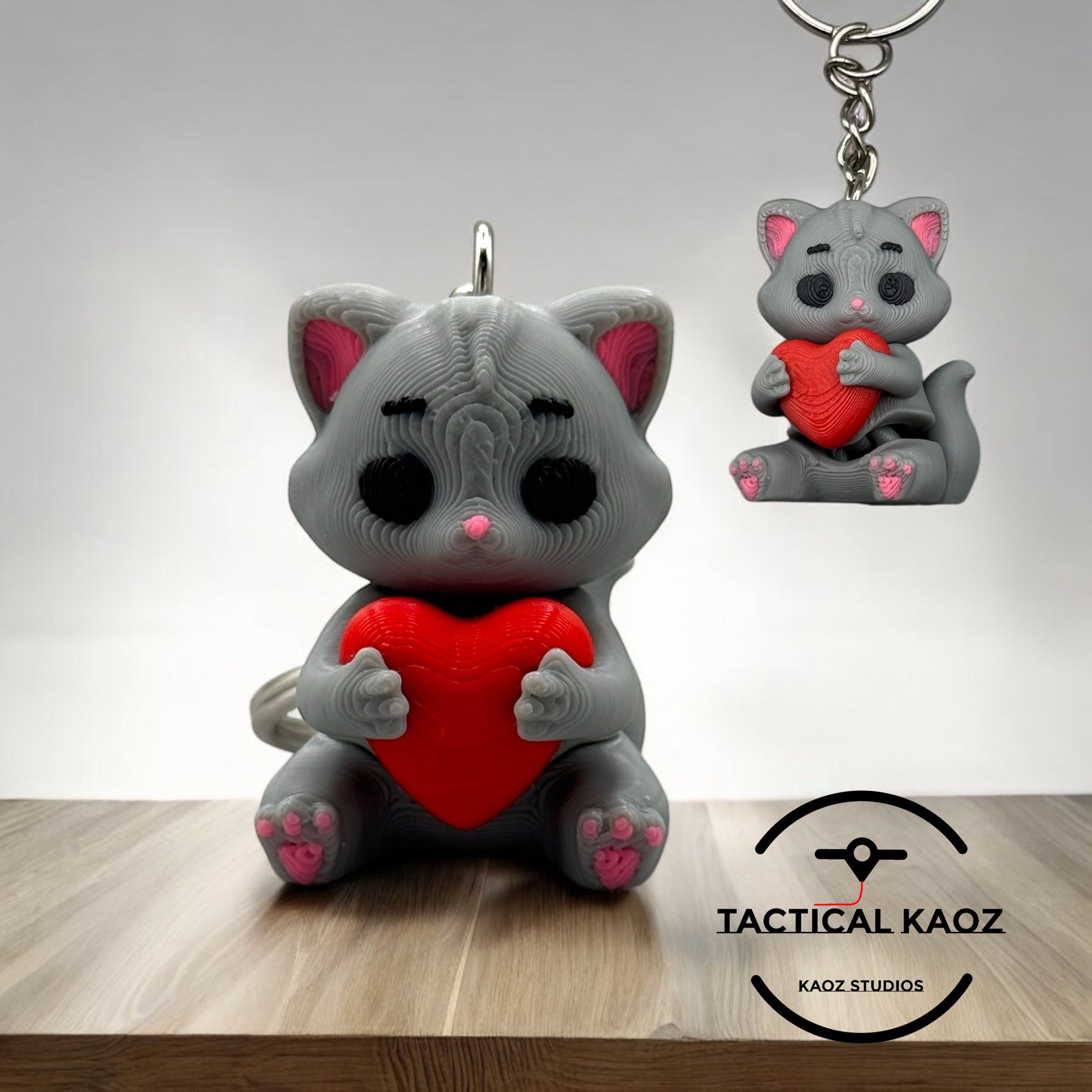 Cat Holding Heart – Flexy & Figurine Keychain Charm 3d model