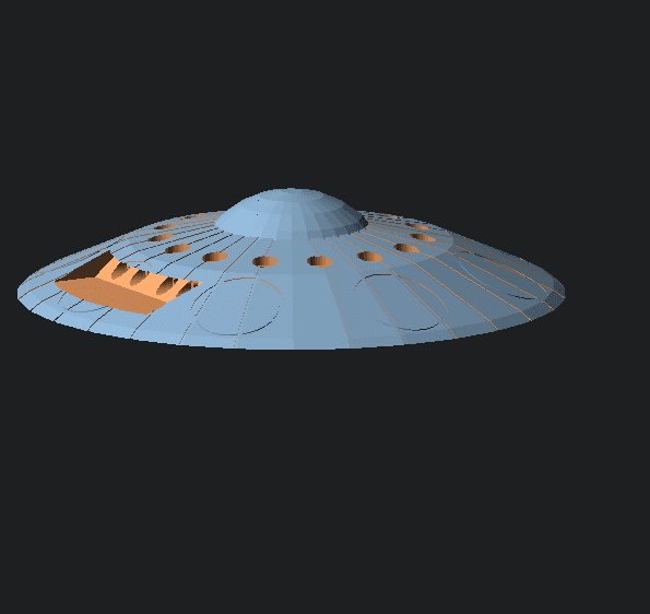 UFO with internal cavity and LED capable 3d model