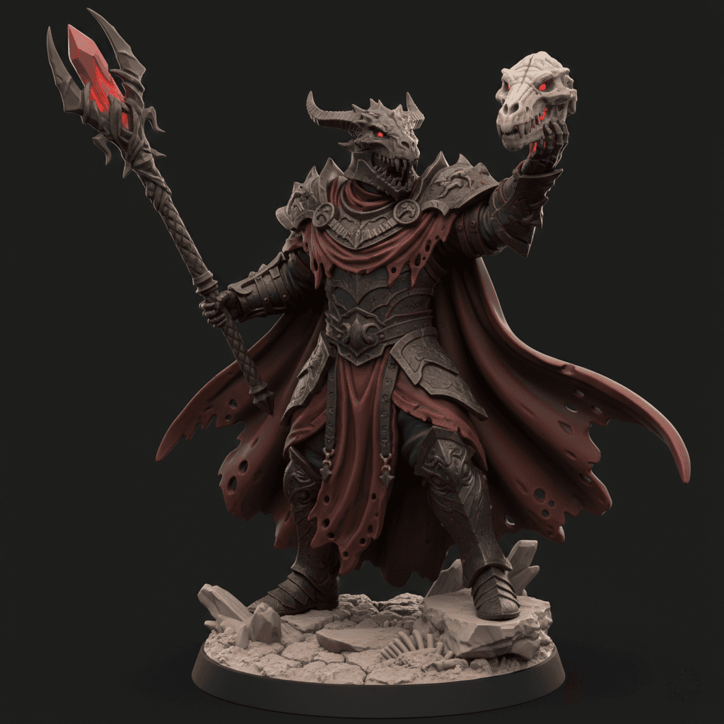 Ancient Dragon Priest Ritual Skull Printable STL 3d model