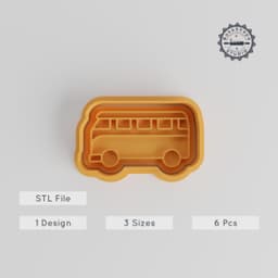 Old Campervan Cookie Cutter & Stamp Set, Vintage RV Shape, 3 Sizes S/M/L, Perfect for Cookies & Fondant PRODUCT_3248 3d model