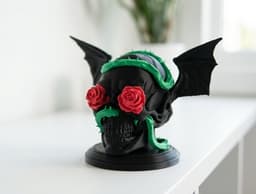 Winged Gothic Skull with Roses and Thorns 3d model