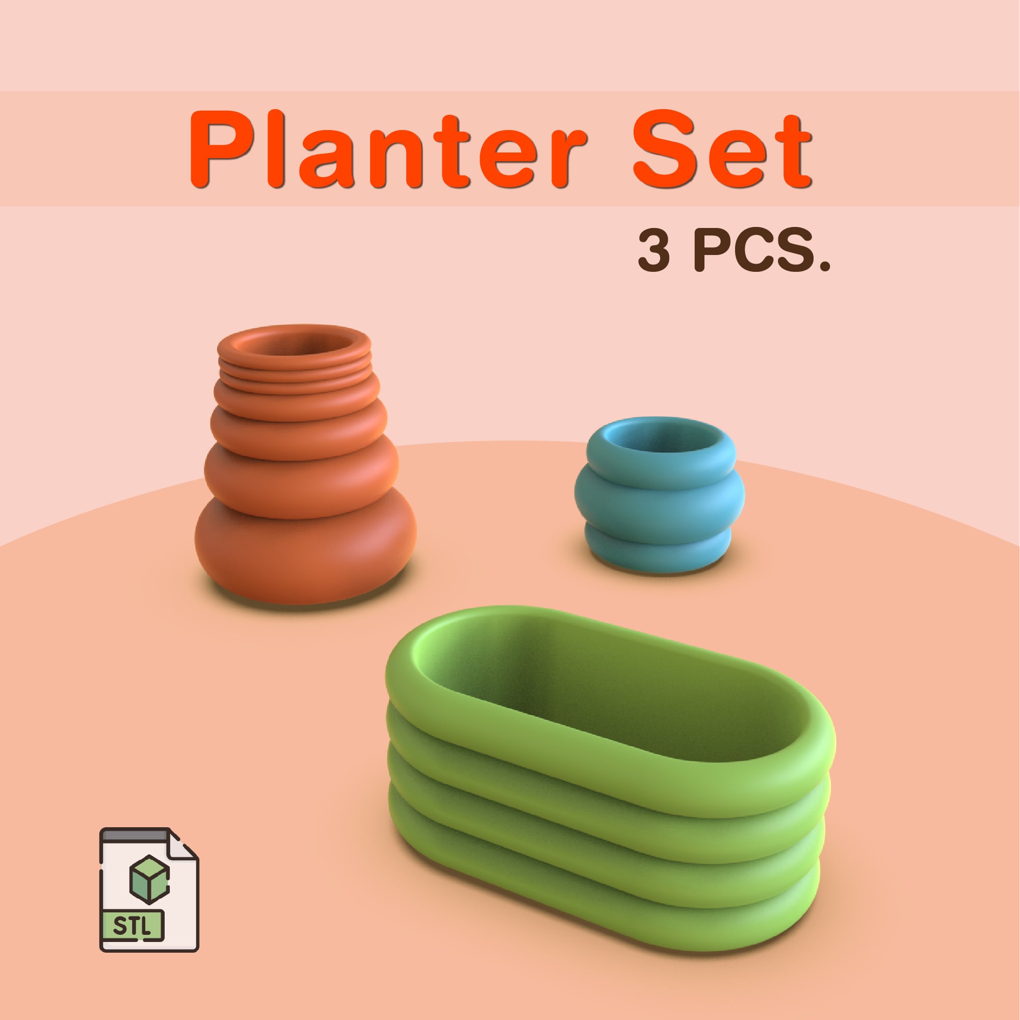 Nordic Minimalist Vase Set, Geometric Vase, 3D Vase Print Files, Modern Deco Crafty, Special Gift 3d model