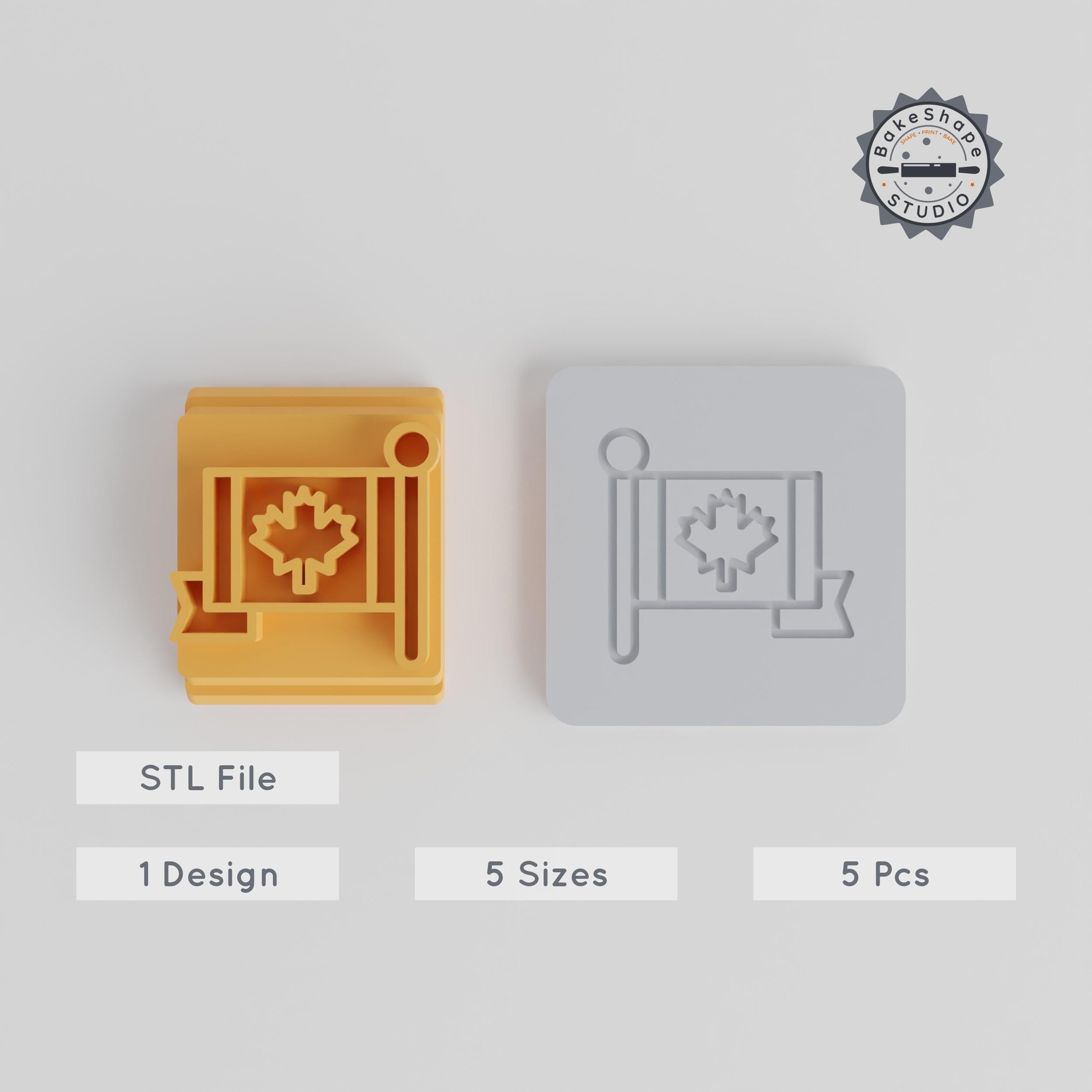 Patriotic Flag Stamp Tile Set, 5 Motif Sizes 20-40mm for Clay, Cookies & Fondant Decor, National Emblem & Country Banner PRODUCT_5511 3d model