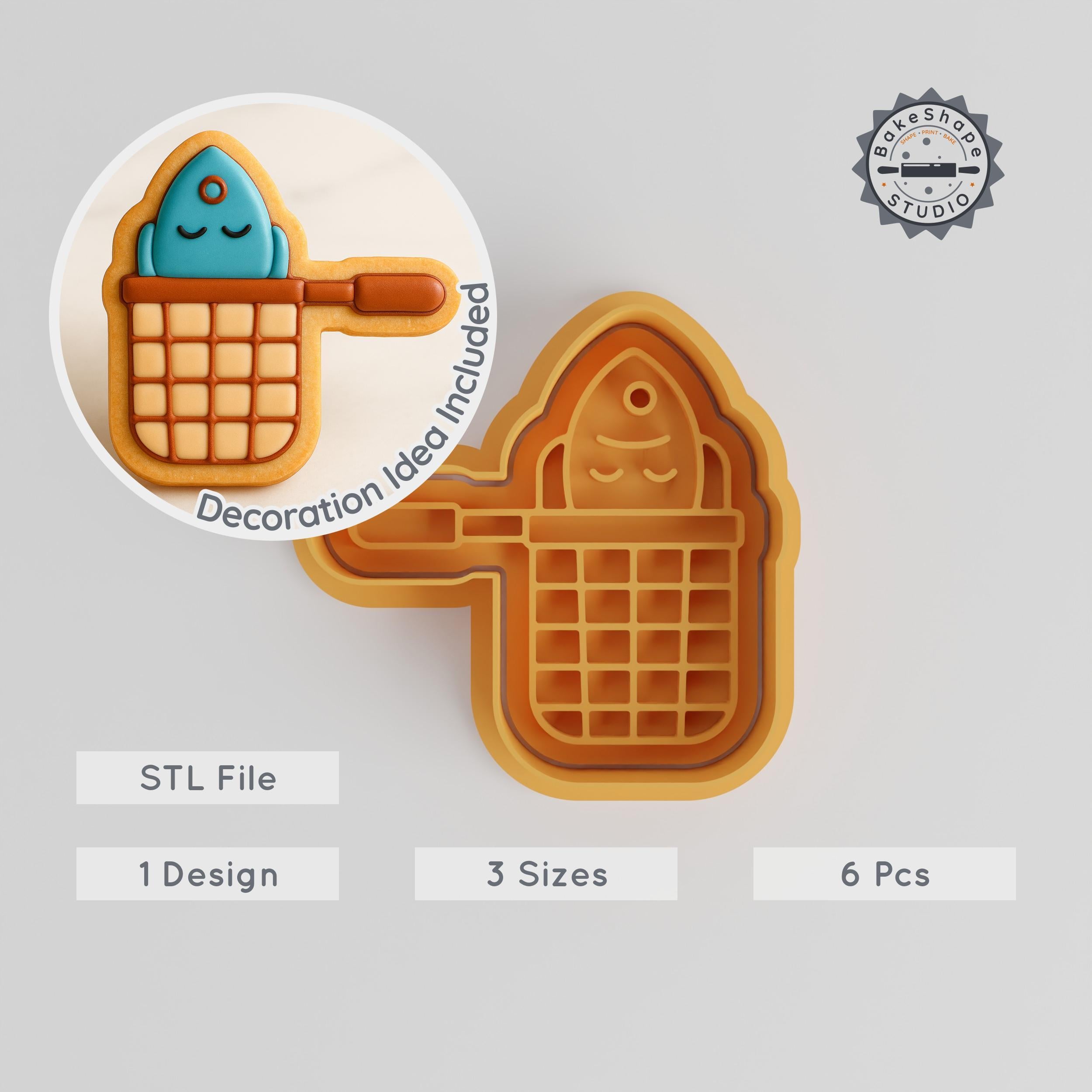 Fish Net Shape Cutter & Stamp, Cookie & Fondant Mold, 3 Sizes, 6 Piece Set, Fishing-Themed Design PRODUCT_1102 3d model