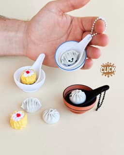 Dim Sum Collection | Bao Bun, Jiaozi & Siu Mai Fidget Clickers and Keychains 3d model