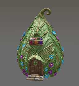 Enchanted Leaf Fairy House STL File 3D Printable Fantasy Cottage 3d model