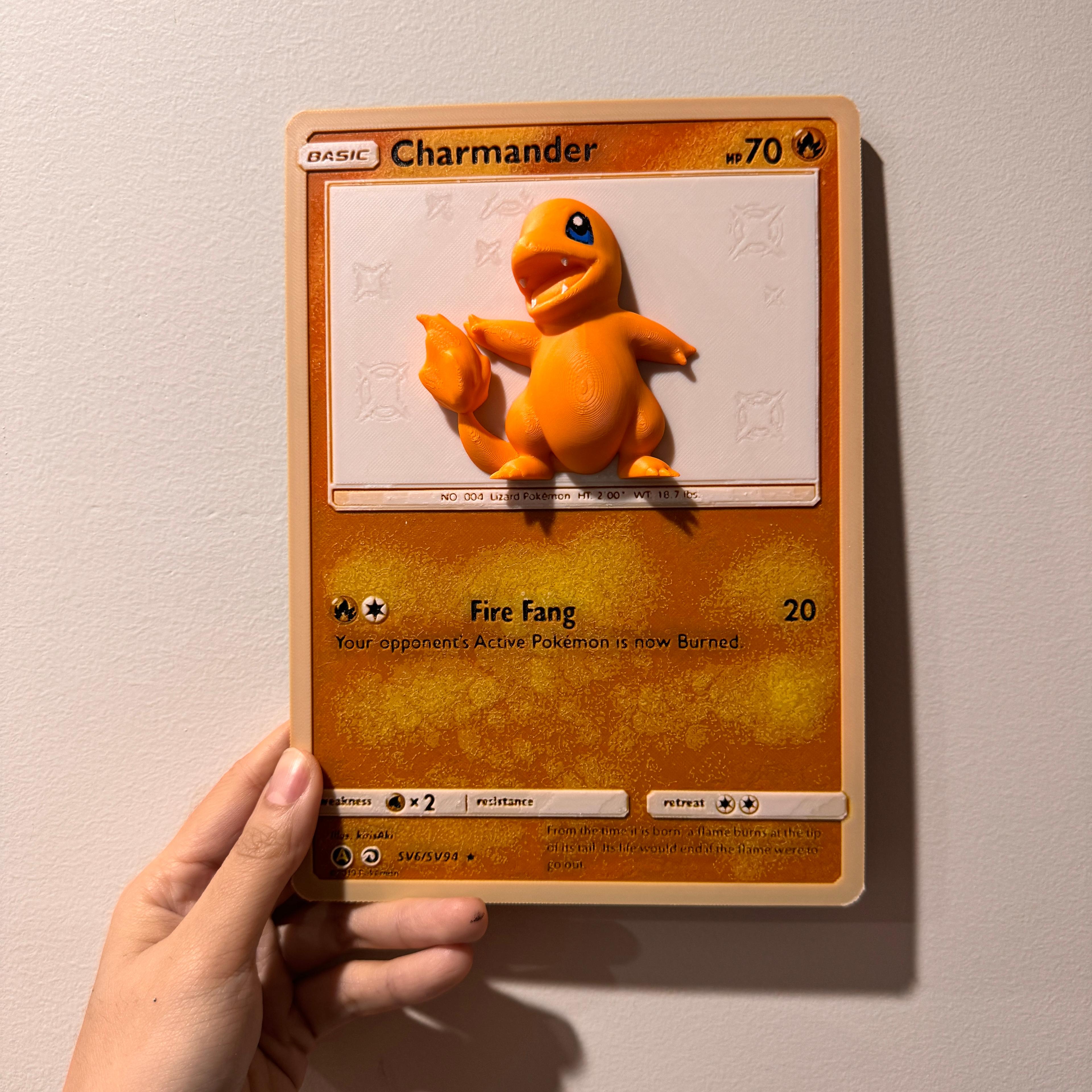 Oversized Charmander Pokemon Card - Hueforge Hybrid 3d model