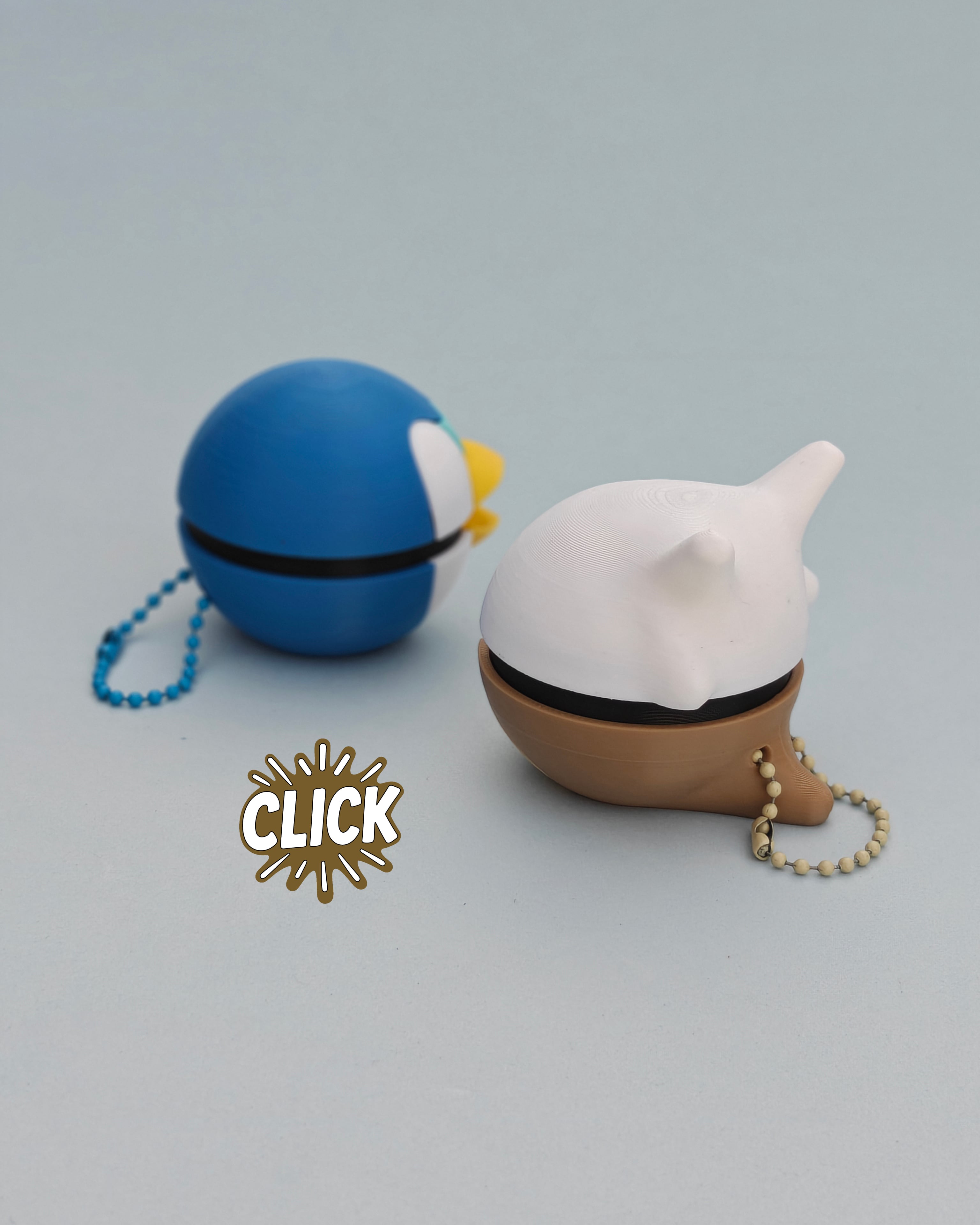 Cubone & Piplup - Pokeball Fidget Clickers 3d model