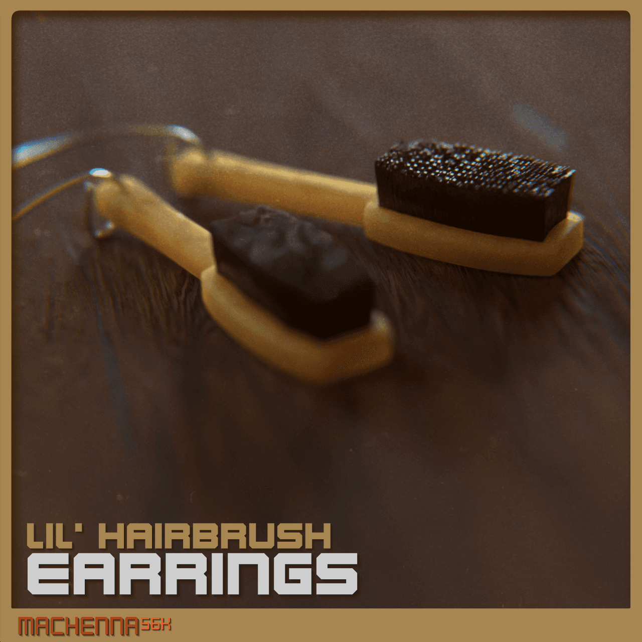 Lil' Hairbrush Earrings 3d model