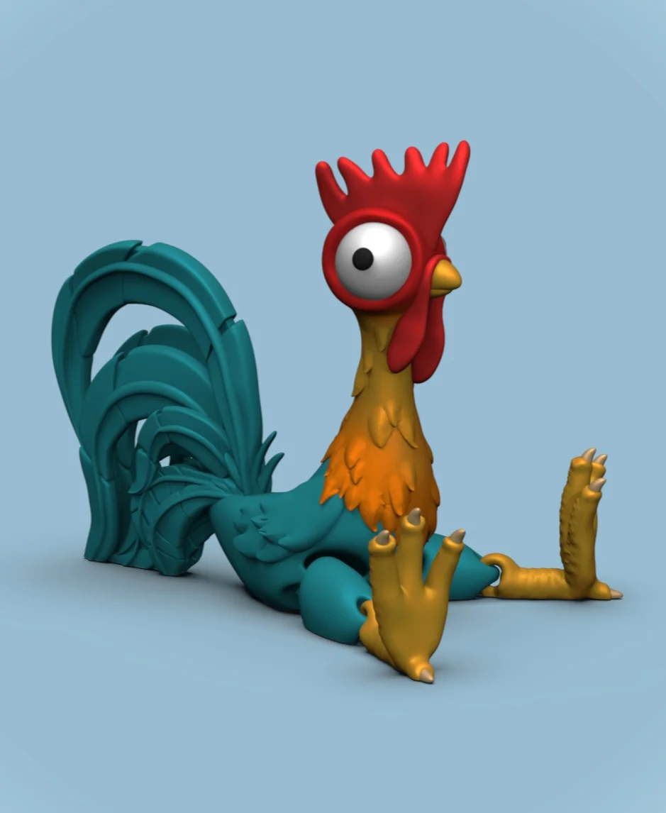 Hei Hei the Rooster (Moana)- Flexi Legs (+Bambu colored 3mf) 3d model