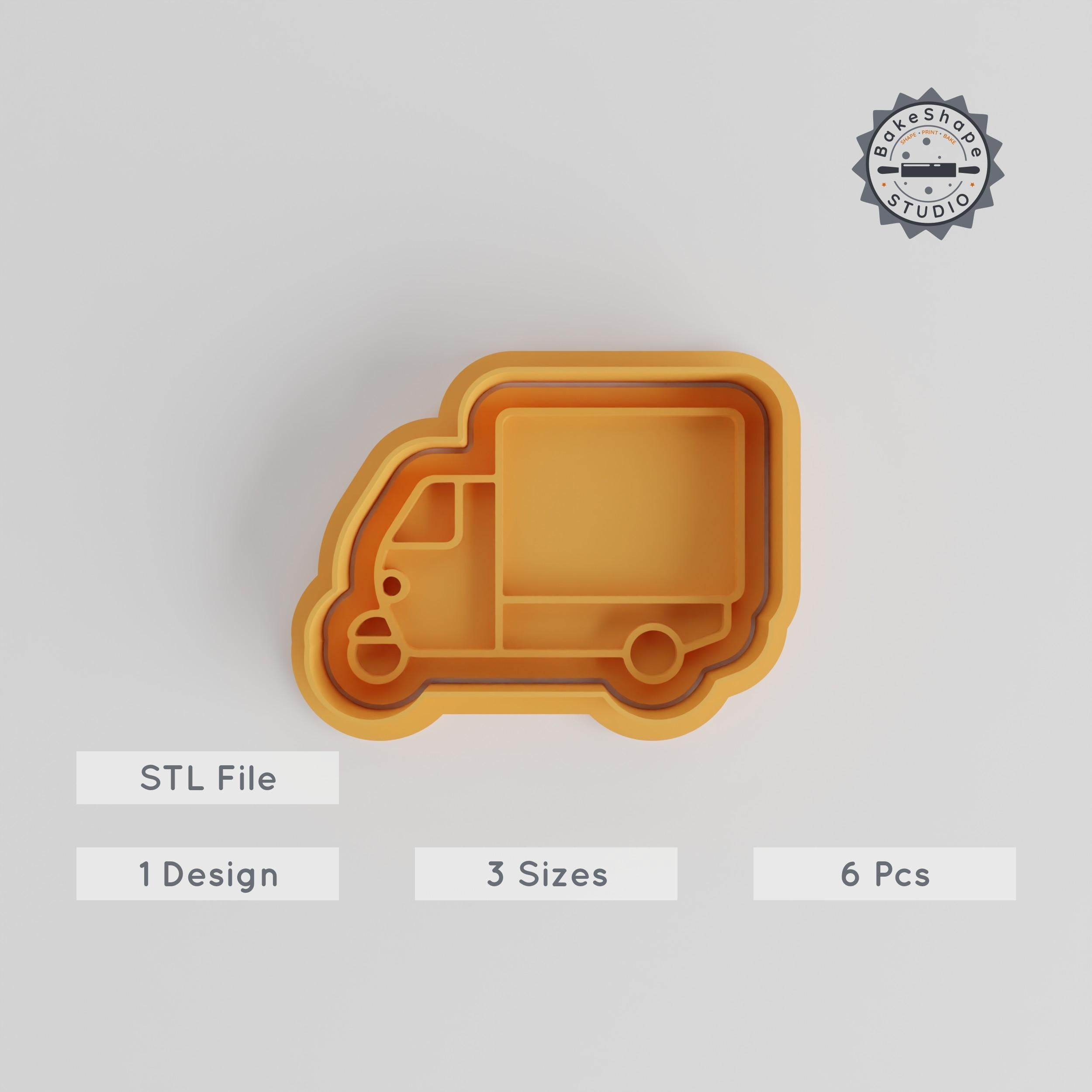 Tuk Tuk Shape Cutter & Stamp Set, 3 Sizes S/M/L, Perfect for Cookies & Fondant, 6-Piece Transport Vehicle Design PRODUCT_3286 3d model