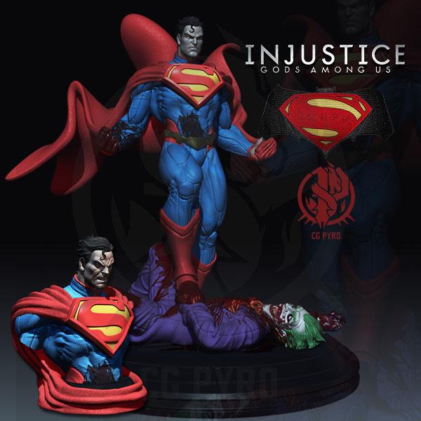 Bust Superman kills The Joker Injustice League STL for 3d printing by CG Pyro fanarts  3d model