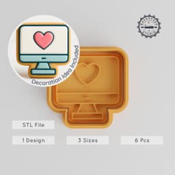 Online Love Shape Cutter & Stamp Set, Cookie & Fondant Tool, Heart Design, 3 Sizes, 6-Piece Valentine's Baking Decor PRODUCT_184 3d model