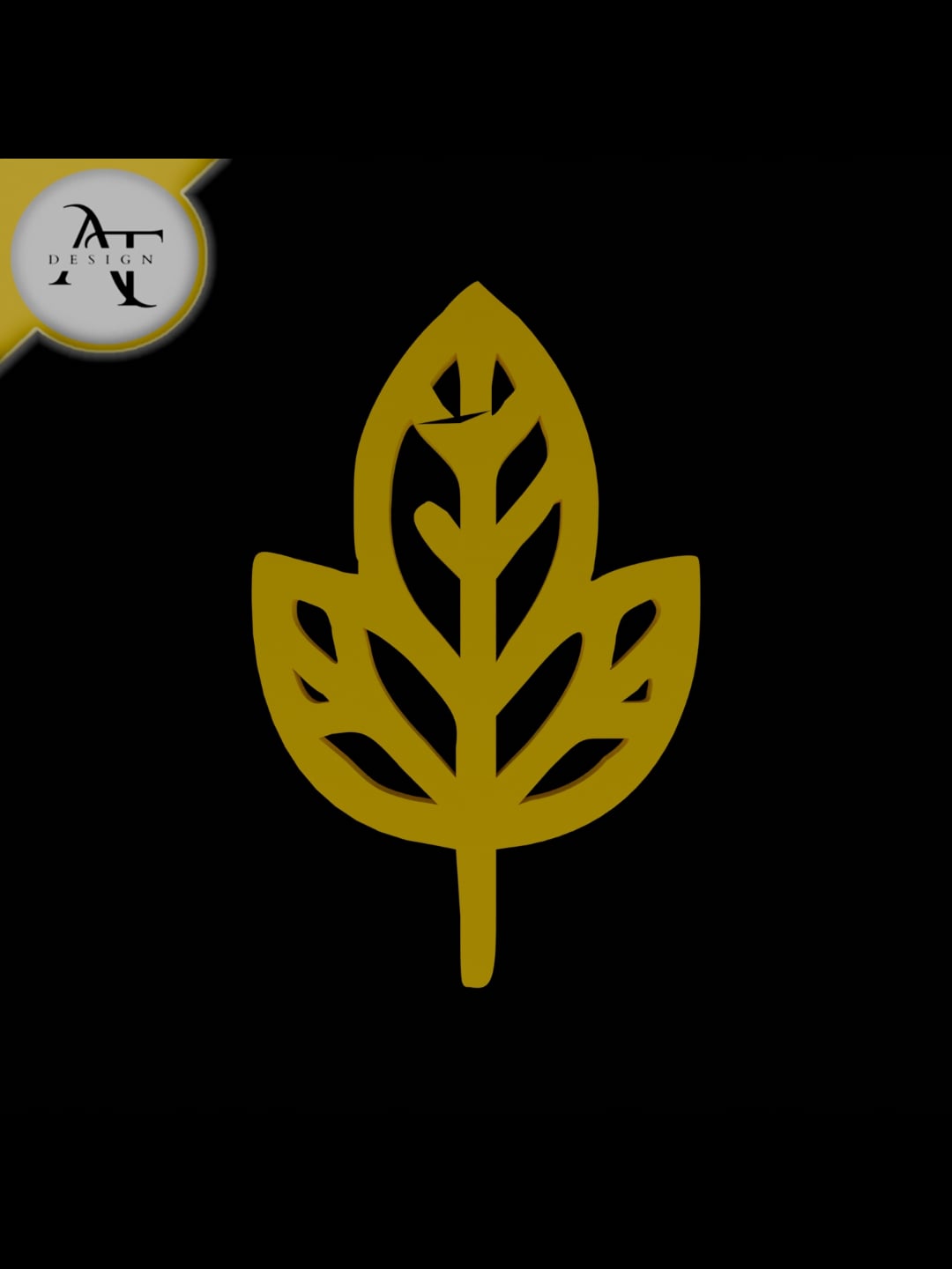 Simple Leaf Symbol - 2D Art 3d model