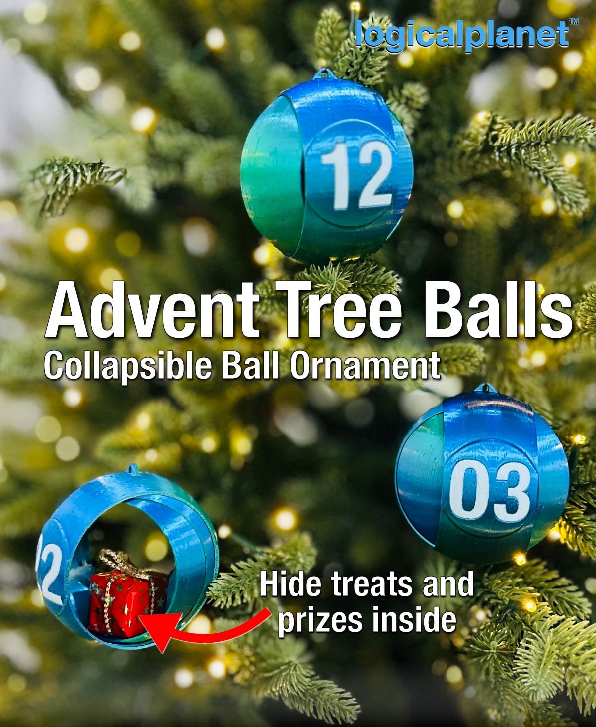 Advent Christmas Tree Ball Ornaments 3d model