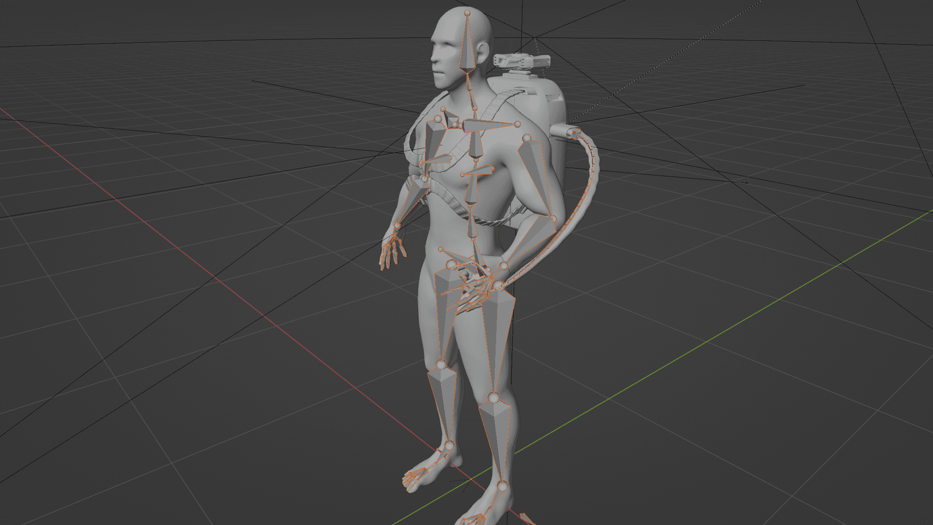 JETPACK RIGGED WITH HUMAN BASIC MESH SKINNED  3d model
