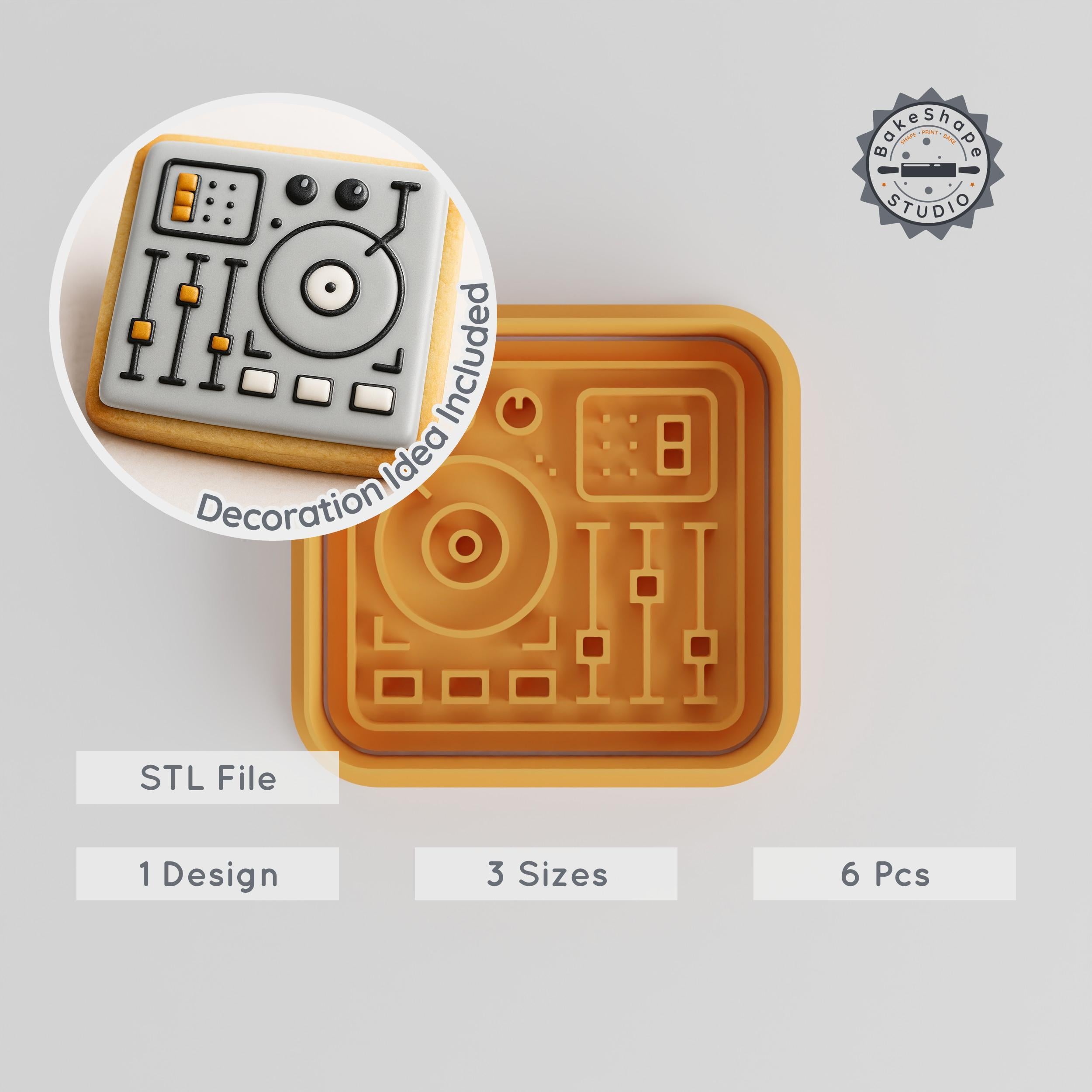 Mixing Shape Cutter & Stamp Set, Cookie & Fondant Tool, Party Mixer Design, 3 Sizes S/M/L, 6 Piece Collection PRODUCT_2708 3d model
