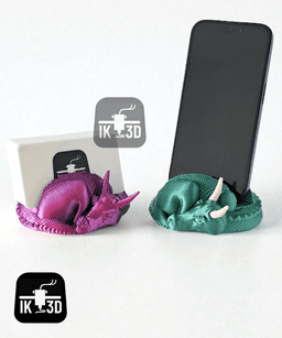 Sleepy Dragon Phone & Card Holder / No Supports / Multiparts or Multicolor 3d model