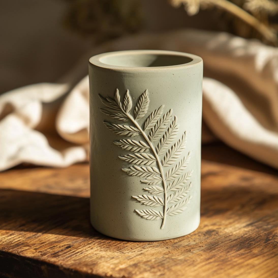 Fern Imprint Vase – 3D-Printed Botanical Home Decor 3d model