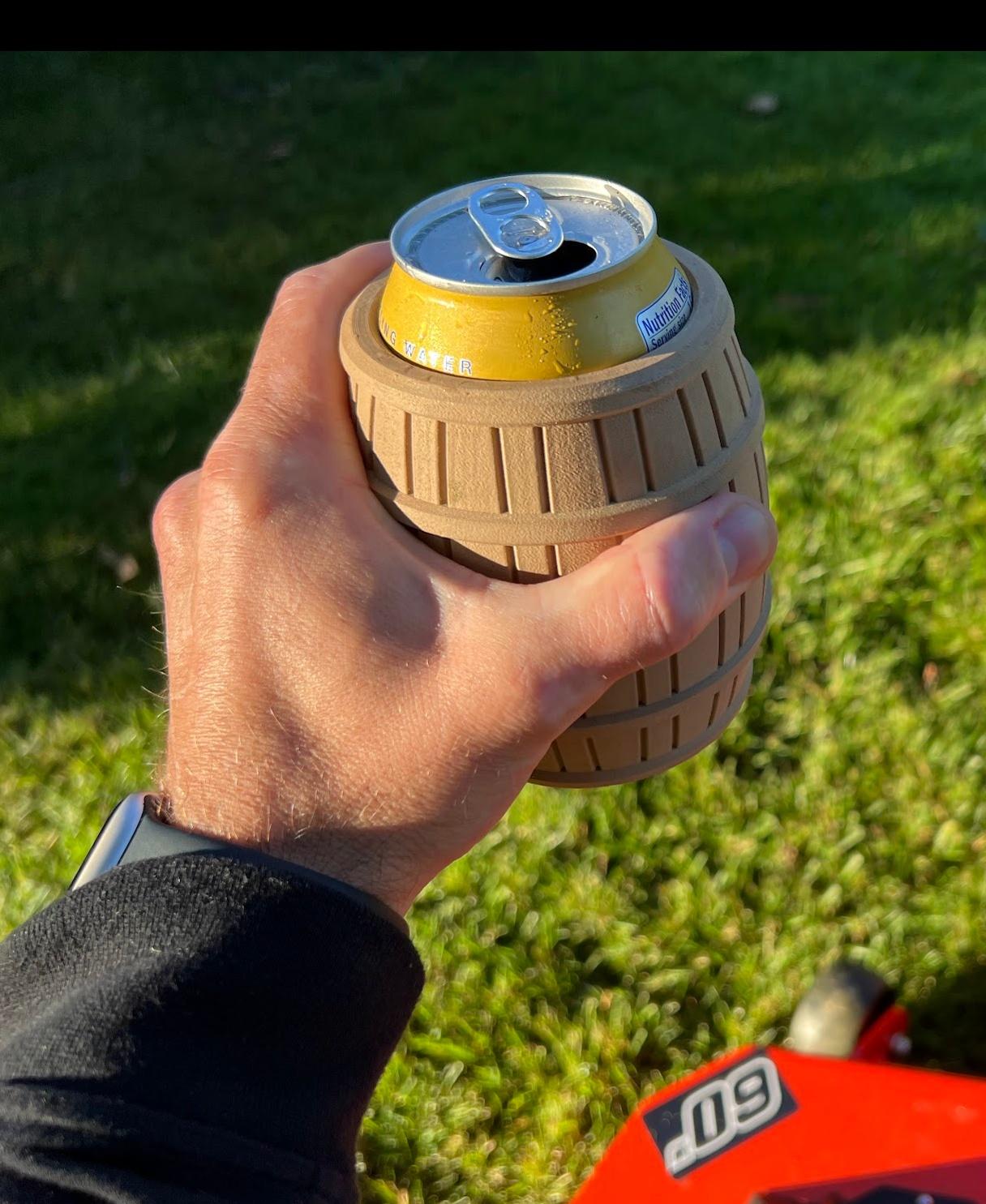 Root Beer Barrel - 12oz Can Coozie aka Stein for your Soda Pop Cans! - Barrel Can Coozie wihtout handle - fits perfect in the cup holder of the Bay Boy Lawn mower!  - 3d model