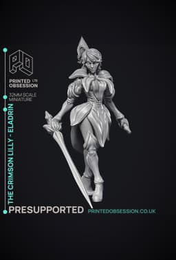 Crimson Lilly - Eladrin - PRESUPPORTED - 32mm scale 3d model