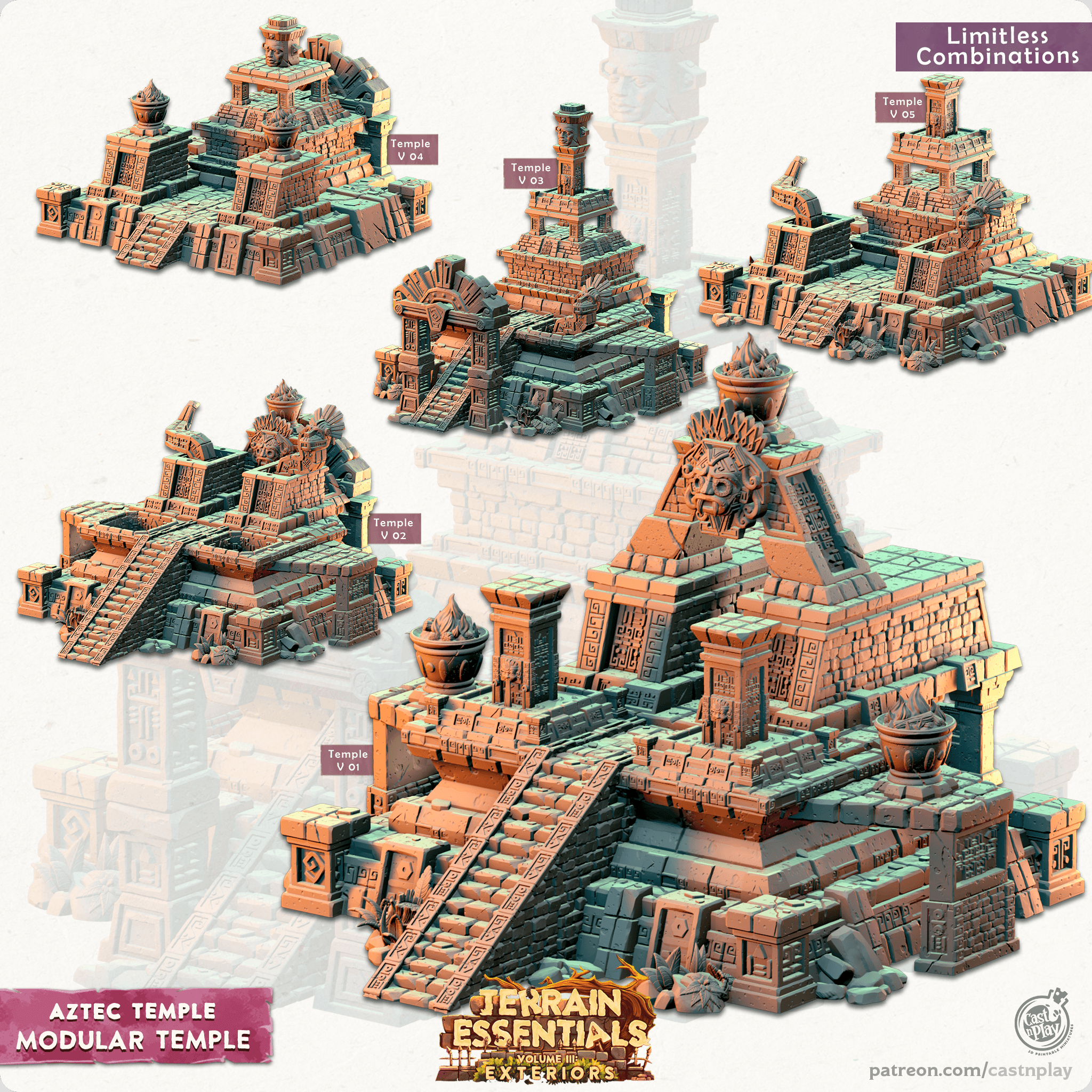 Aztec Temple Set (Pre-Supported) 3d model
