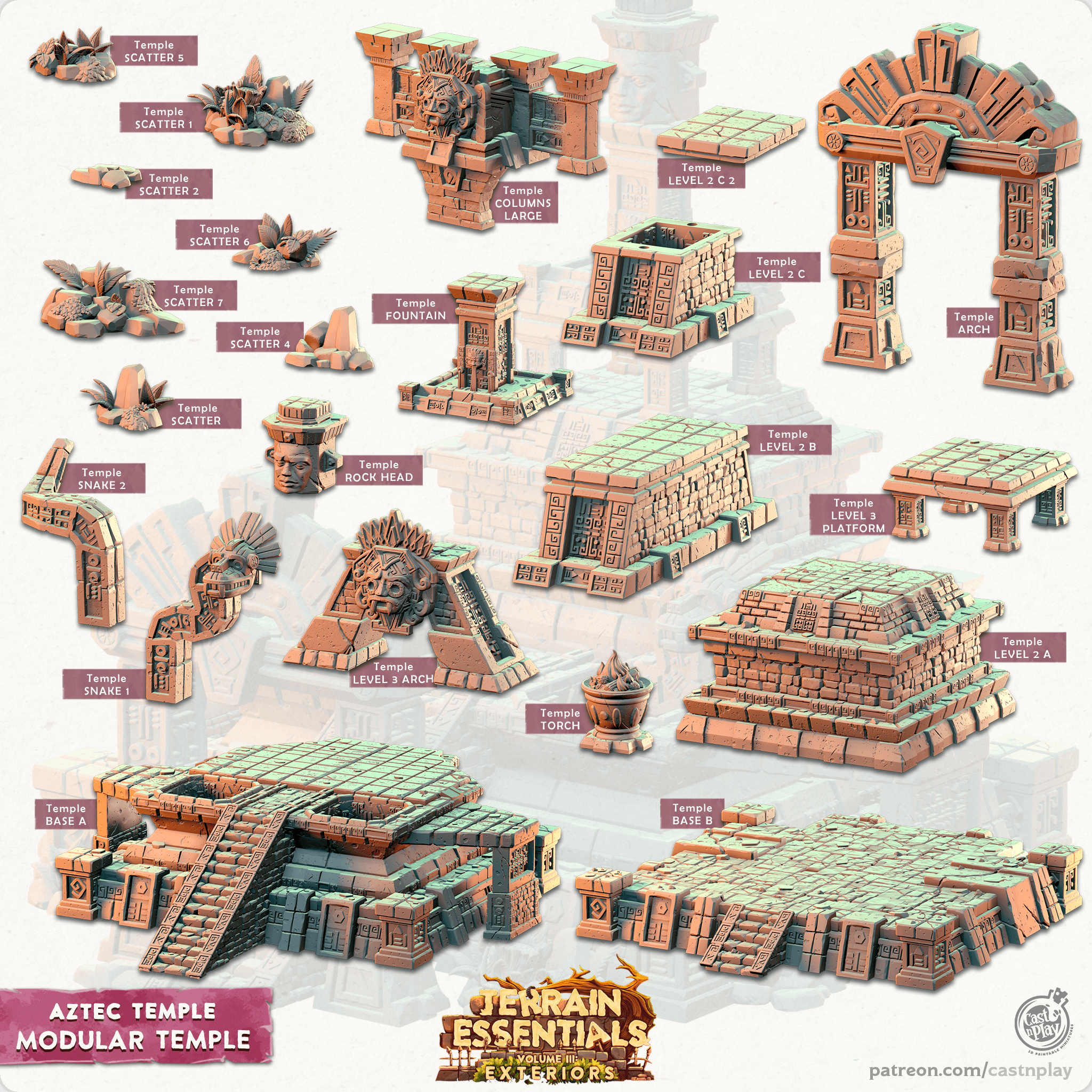Aztec Temple Set (Pre-Supported) 3d model