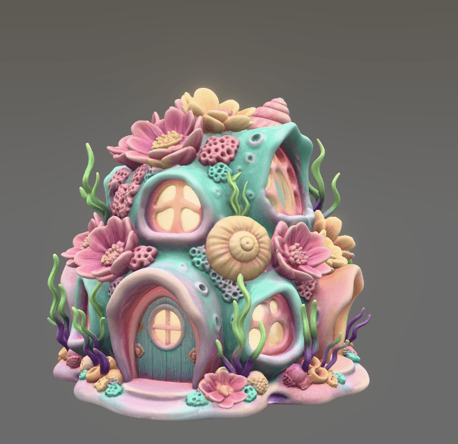 Fantasy Underwater Cottage STL File for 3D Printing 3d model