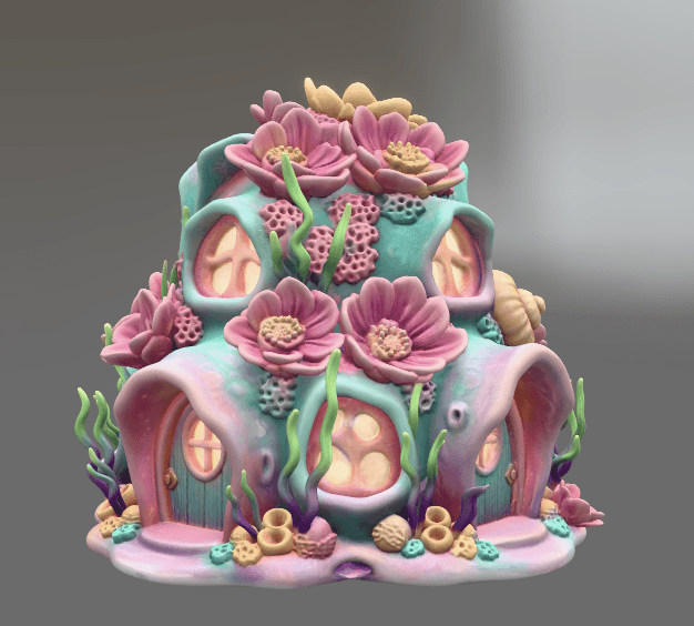 Fantasy Underwater Cottage STL File for 3D Printing 3d model