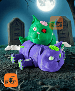 Flexi Zombie Cat / Print in Place / 3MF Included 3d model