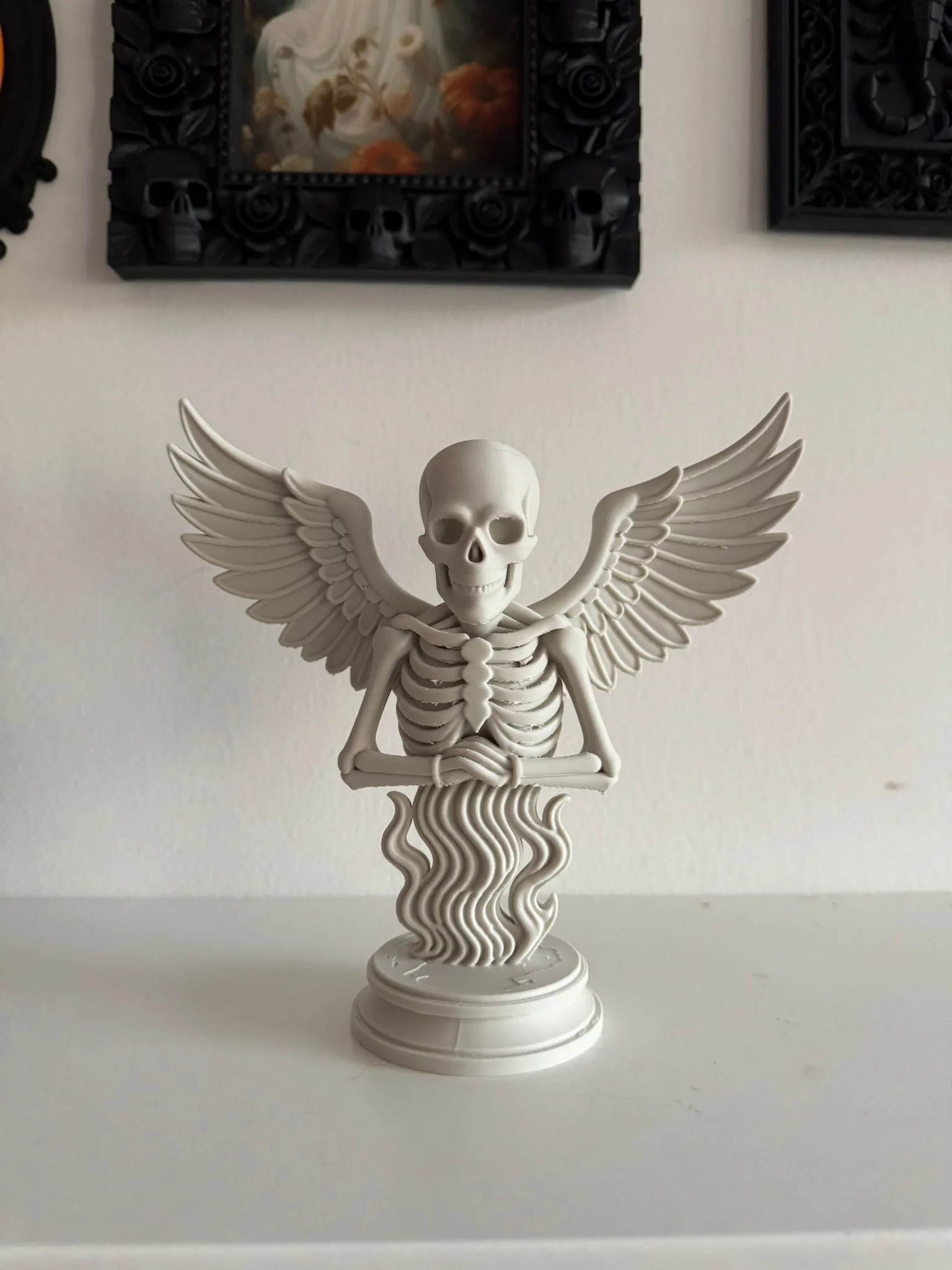 Winged Skeleton Statue STL 3MF | Gothic Angel of Death 3D Print Model | Dark Fantasy Occult Decor 3d model